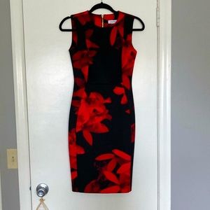 Calvin Klein dress black with red flowers